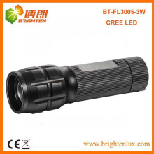Fábrica de atacado CE ROHS Alumínio Material Preto 3w cree Cabeça Zoom Zoom Ajustável Lanterna Lanterna Torch Made in China